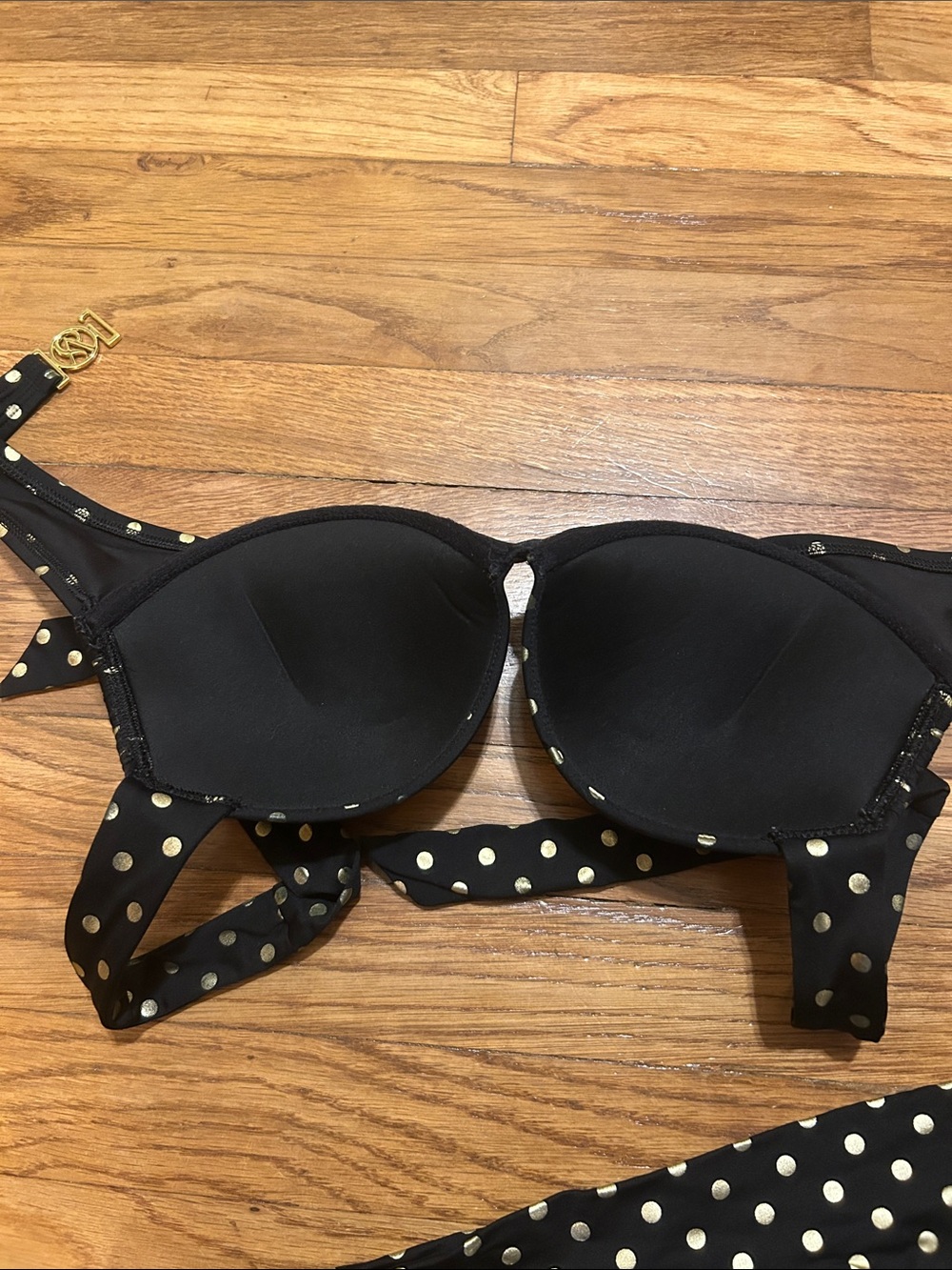 Victoria's Secret Black and Gold Polka Dot Bikini - Picture 4 of 5